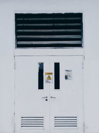 Closed door of building