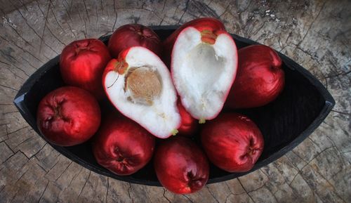 High angle view of fruits on table