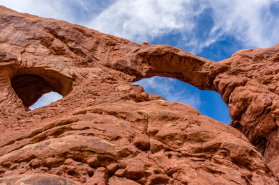 Low angle view of rock formations in desert