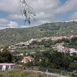 Aerial view of townscape against sky