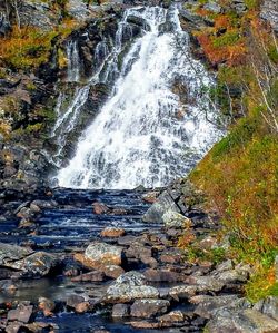 Scenic view of waterfall