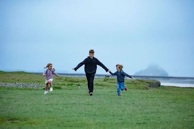 People on field