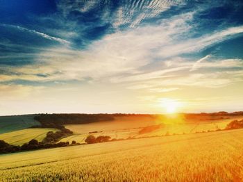 Scenic view of field against cloudy sky