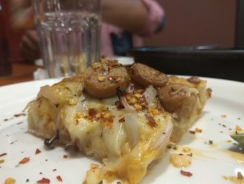 Close-up of bread in plate on table