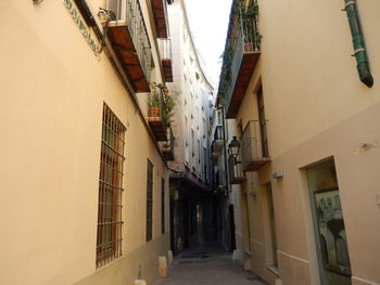 Narrow alley amidst buildings in town