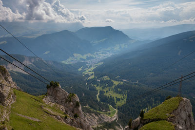 High angle view of valley against sky