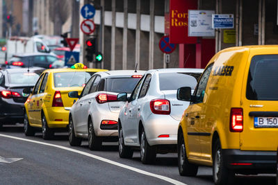 Traffic on road in city