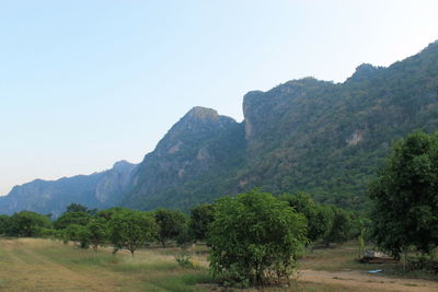 Scenic view of mountains against clear sky
