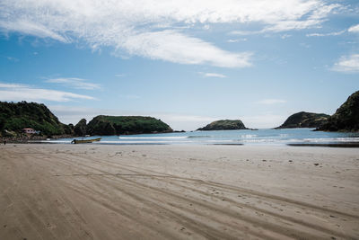 Scenic view of beach against sky