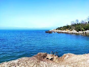 Scenic view of sea against clear sky