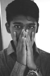 Close-up portrait of teenage boy