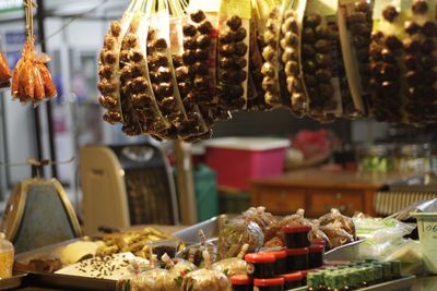 Food for sale at market stall