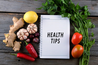 Fruits and vegetables on cutting board