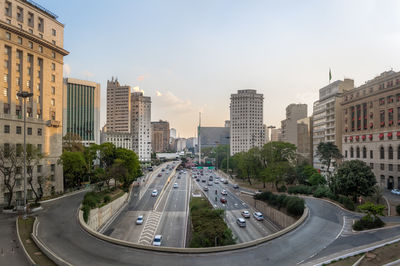 High angle view of city street