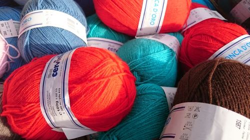 High angle view of multi colored balls