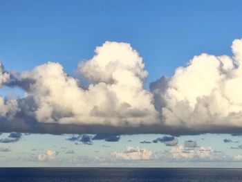 Scenic view of sea against blue sky