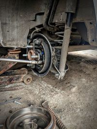 High angle view of machinery on railroad track