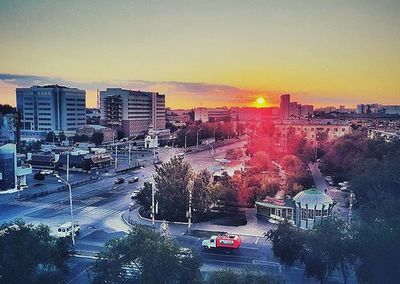 City street at sunset