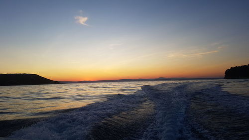 Scenic view of sea against sky during sunset