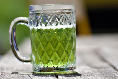 Close-up of drink in glass on table