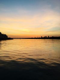 Scenic view of sea against sky at sunset