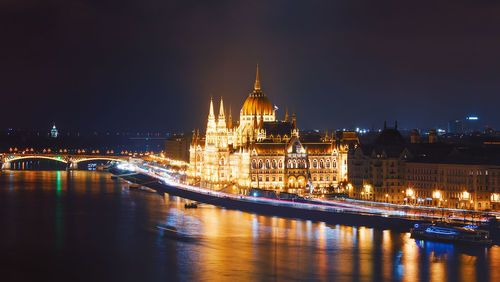 Illuminated city at night