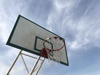 Low angle view of basketball hoop against sky