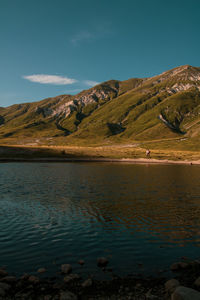 Hot summer day in a lake between the mountains