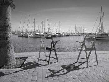 Boats in harbor