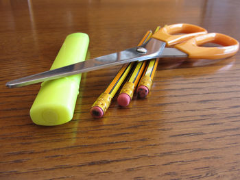 Close-up of wooden table