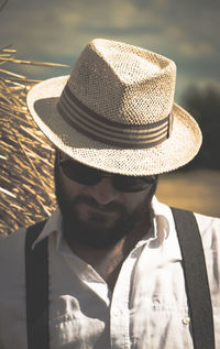 Portrait of man wearing hat