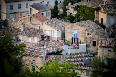 High angle view of buildings in city