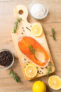 High angle view of ingredients on table