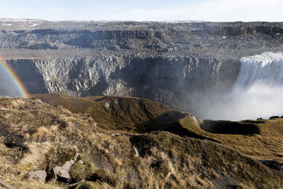 Aerial view of majestic waterfall