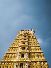 Low angle view of temple building against sky