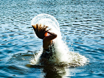 Man swimming in sea