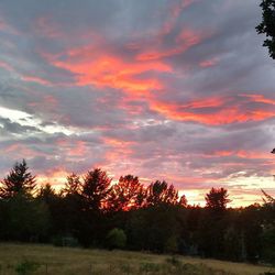 Scenic view of landscape against sky at sunset