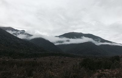 Scenic view of mountains against sky