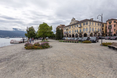 View of buildings against cloudy sky