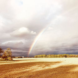 Rainbow over land