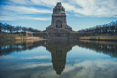 Reflection of temple on lake