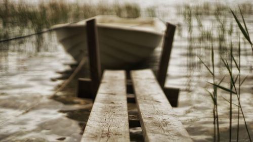 Scenic view of boat in water