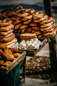 Close-up of food for sale on table