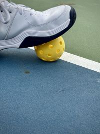 High angle view of shoes on table