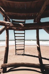 Full frame shot of ladder on beach