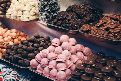 High angle view of food for sale in market