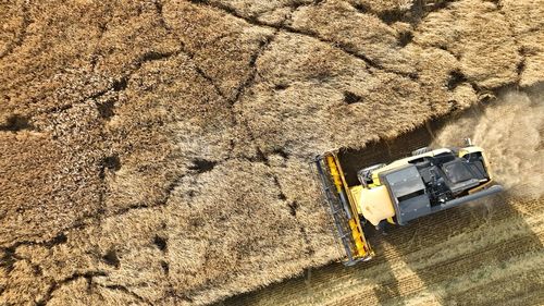 High angle view of car on field