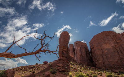 Low angle view of rocks against sky