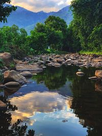 Scenic view of lake against sky