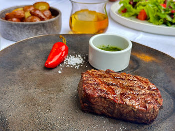 High angle view of food on table